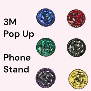 Pop Up Phone Stand - Decorative Crystal Gem Phone Grip (Multiple Colors) 3M